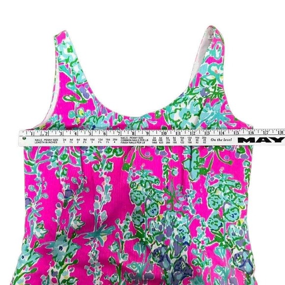 Lilly Pulitzer Floral Shift Dress Women Med Pink Turquoise Cotton Coastal Preppy - Picture 10 of 12